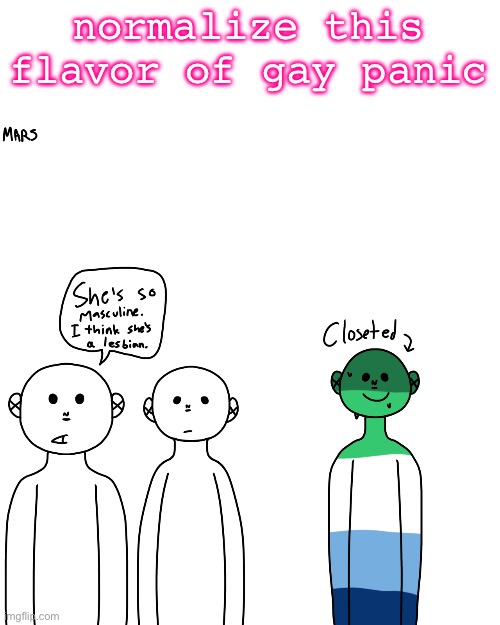 (and vice versa btw :3) | normalize this flavor of gay panic | image tagged in gay panic | made w/ Imgflip meme maker