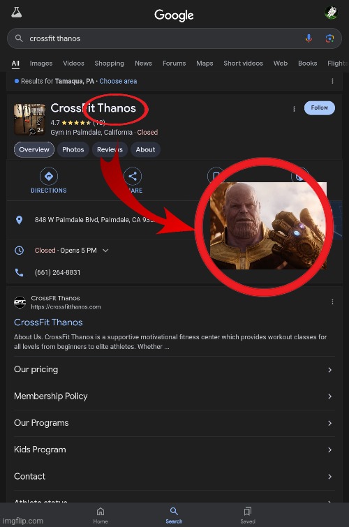 This is a real gym in California | image tagged in memes,marvel,thanos | made w/ Imgflip meme maker