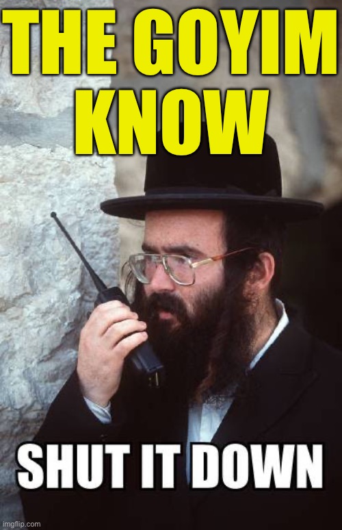 The Goyim Know/Shut It Down | THE GOYIM
KNOW | image tagged in shut it down,anti-semite and a racist,anti-semitism,racism,that's racist,racists | made w/ Imgflip meme maker