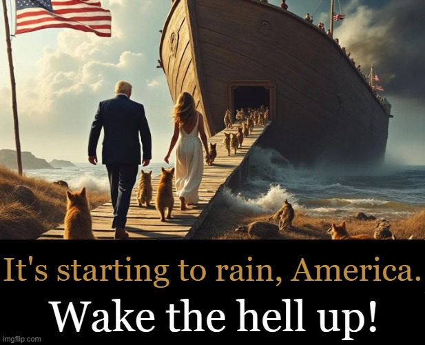 Noah was The Original Prepper . . . | It's starting to rain, America. Wake the hell up! | image tagged in politics,donald trump,noah's ark,we the people,good vs evil,it is time to go | made w/ Imgflip meme maker