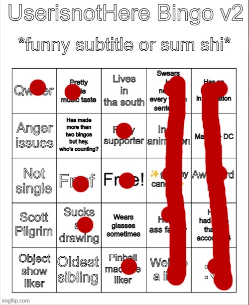 UserisnotHere Bingo v2 | image tagged in userisnothere bingo v2 | made w/ Imgflip meme maker