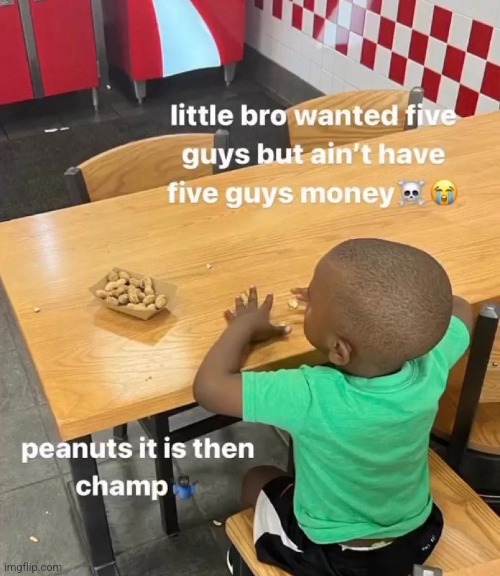 Lil bro wanted five guys | image tagged in lil bro wanted five guys | made w/ Imgflip meme maker