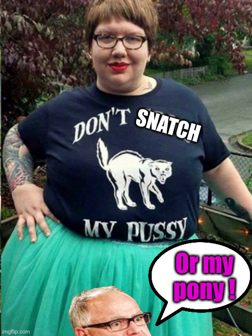 feminazi fat fuck | SNATCH Or my pony ! | image tagged in feminazi fat fuck | made w/ Imgflip meme maker