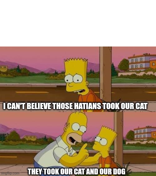 Truth is stranger than fiction | I CAN'T BELIEVE THOSE HATIANS TOOK OUR CAT; THEY TOOK OUR CAT AND OUR DOG | image tagged in this is the worst day of my life,democrats,springfield,illegal immigration | made w/ Imgflip meme maker