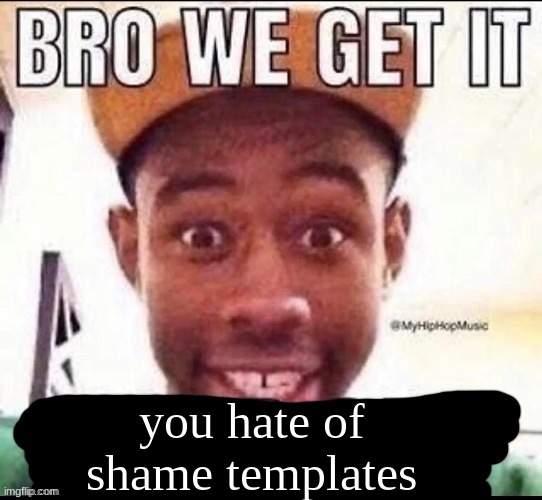 Bro we get it (blank) | you hate of shame templates | image tagged in bro we get it blank | made w/ Imgflip meme maker