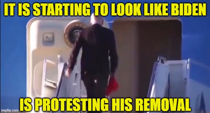 Biden wears maga hat, then carries one onto AF1 nice silent protest of being kicked to the curb | IT IS STARTING TO LOOK LIKE BIDEN; IS PROTESTING HIS REMOVAL | image tagged in dnc,democracy,voting,maga,make america great again,blank red maga hat | made w/ Imgflip meme maker