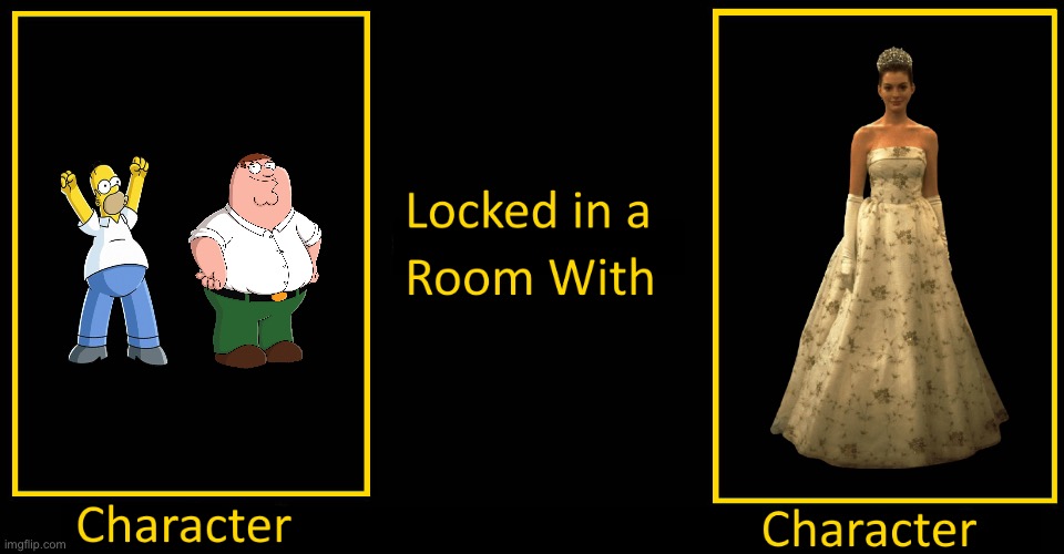 Homer and Peter Locked in a Room with Princess Mia | image tagged in the simpsons,family guy,disney,disney princess,homer simpson,peter griffin | made w/ Imgflip meme maker