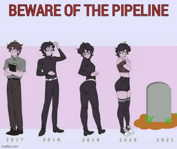 Wow what a transformation | image tagged in beware of the pipeline | made w/ Imgflip meme maker