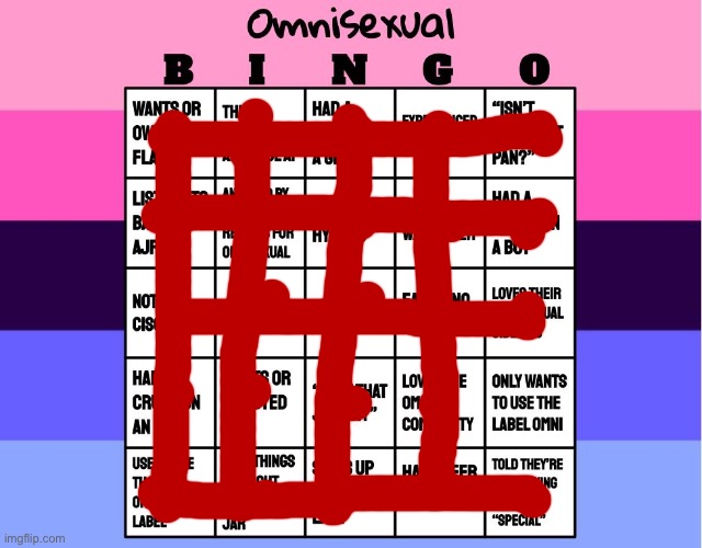 I’m abrosexual so… | image tagged in omnisexual bingo | made w/ Imgflip meme maker