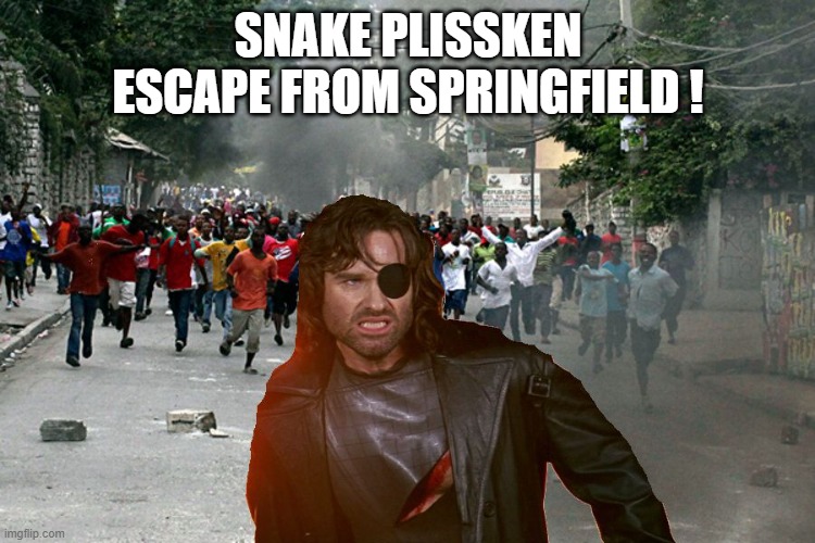 Just wait until they make the movie | SNAKE PLISSKEN ESCAPE FROM SPRINGFIELD ! | image tagged in springfield,snake plissken | made w/ Imgflip meme maker