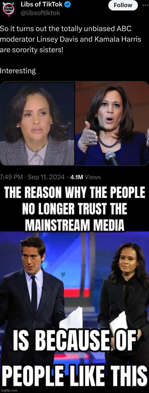 ABC colluded with the Harris campaign...   rigged debate...  the moderator admitted it. | image tagged in dishonest abc,contributes to,harris campaign | made w/ Imgflip meme maker