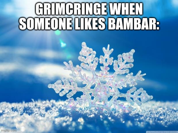 snowflake | GRIMCRINGE WHEN SOMEONE LIKES BAMBAR: | image tagged in snowflake | made w/ Imgflip meme maker