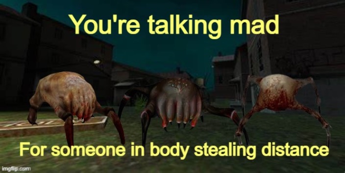 ! headcrab activity ! | image tagged in you're talking mad for someone in body stealing distance | made w/ Imgflip meme maker