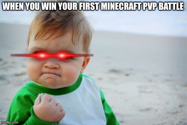 Yeah | WHEN YOU WIN YOUR FIRST MINECRAFT PVP BATTLE | image tagged in memes,success kid original | made w/ Imgflip meme maker