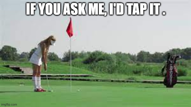 meme by Brad - Golf saying - I'd tap it - humor | IF YOU ASK ME, I'D TAP IT . | image tagged in funny,sports,golf,sexy woman,humor | made w/ Imgflip meme maker