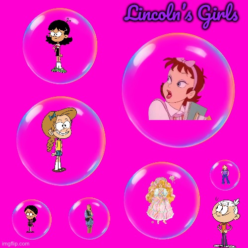 Lincoln's Girls | Lincoln’s Girls | image tagged in blank hot pink background,the loud house,lincoln loud,nickelodeon,pretty girl,girls | made w/ Imgflip meme maker