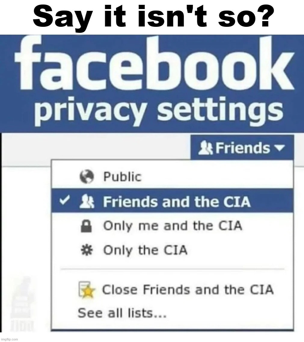 You Can't Spell Socialism Without The CIA. | image tagged in facebook,privacy,cia,communism socialism,cultural marxism,crush the commies | made w/ Imgflip meme maker