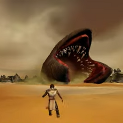 Dune sandworm + man Blank Meme Template