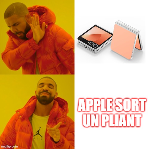 Z Flip 6 meme | APPLE SORT UN PLIANT | image tagged in template z flip 6 | made w/ Imgflip meme maker