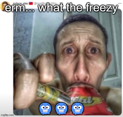 ruben sim | erm... what the freezy; 🥶🥶🥶 | image tagged in ruben sim | made w/ Imgflip meme maker