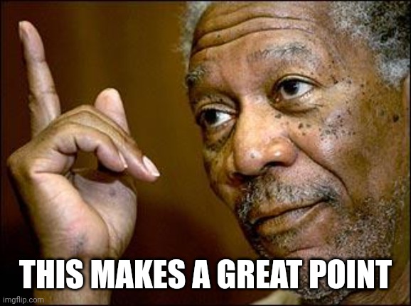 This Morgan Freeman | THIS MAKES A GREAT POINT | image tagged in this morgan freeman | made w/ Imgflip meme maker