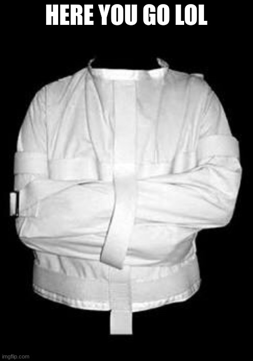 Straight jacket | HERE YOU GO LOL | image tagged in straight jacket | made w/ Imgflip meme maker