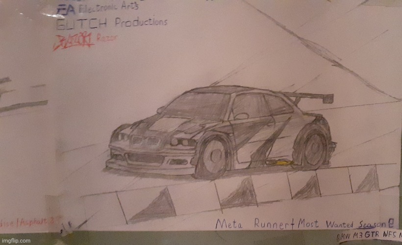 BMW M3 GTR NFS Most Wanted Razor Clarence Callahan Draw Art | made w/ Imgflip meme maker