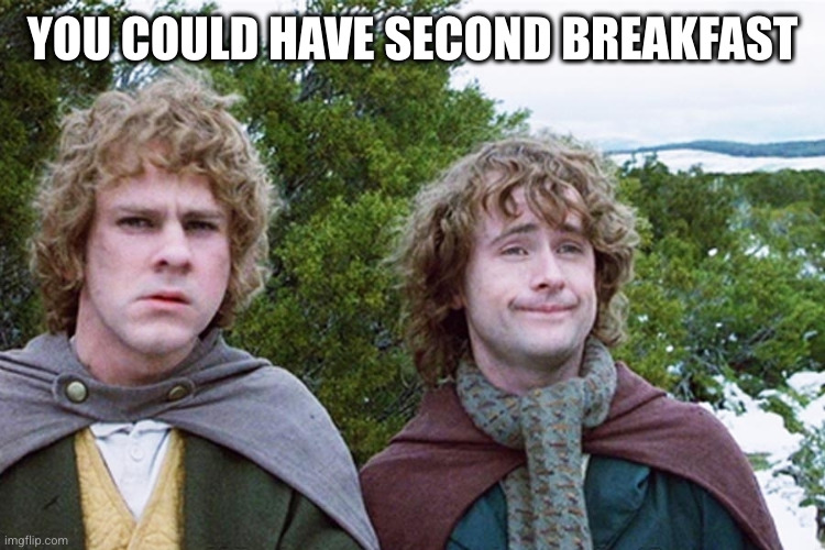 hobbits | YOU COULD HAVE SECOND BREAKFAST | image tagged in hobbits | made w/ Imgflip meme maker