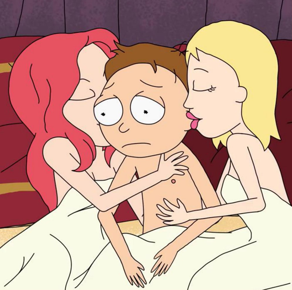 Morty with Girls thinking Blank Meme Template