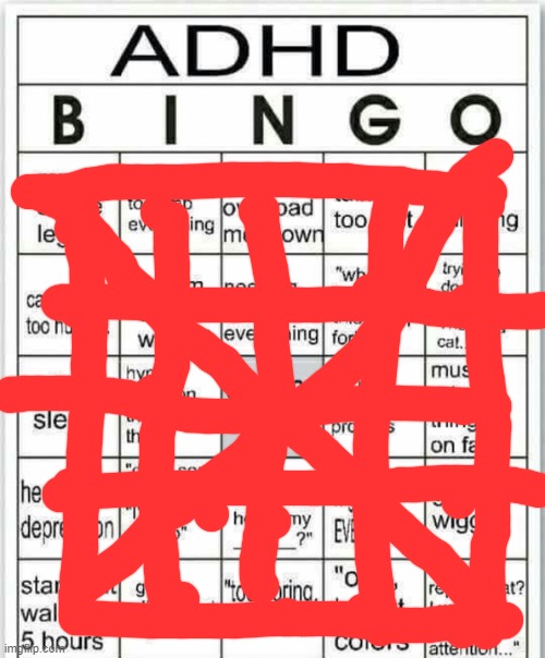 adhd bingo | image tagged in adhd bingo | made w/ Imgflip meme maker