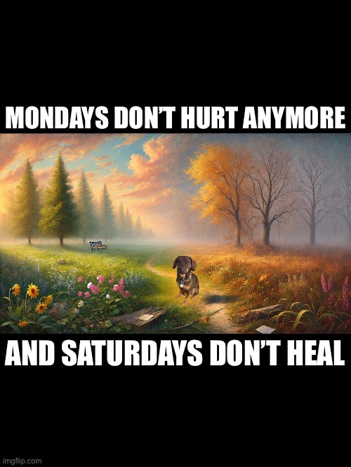 Mondays Don’t Hurt Anymore, And Saturdays Don’t Heal | MONDAYS DON’T HURT ANYMORE; AND SATURDAYS DON’T HEAL | made w/ Imgflip meme maker