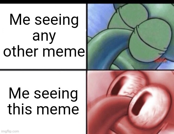 Squidward sleeping | Me seeing any other meme Me seeing this meme | image tagged in squidward sleeping | made w/ Imgflip meme maker