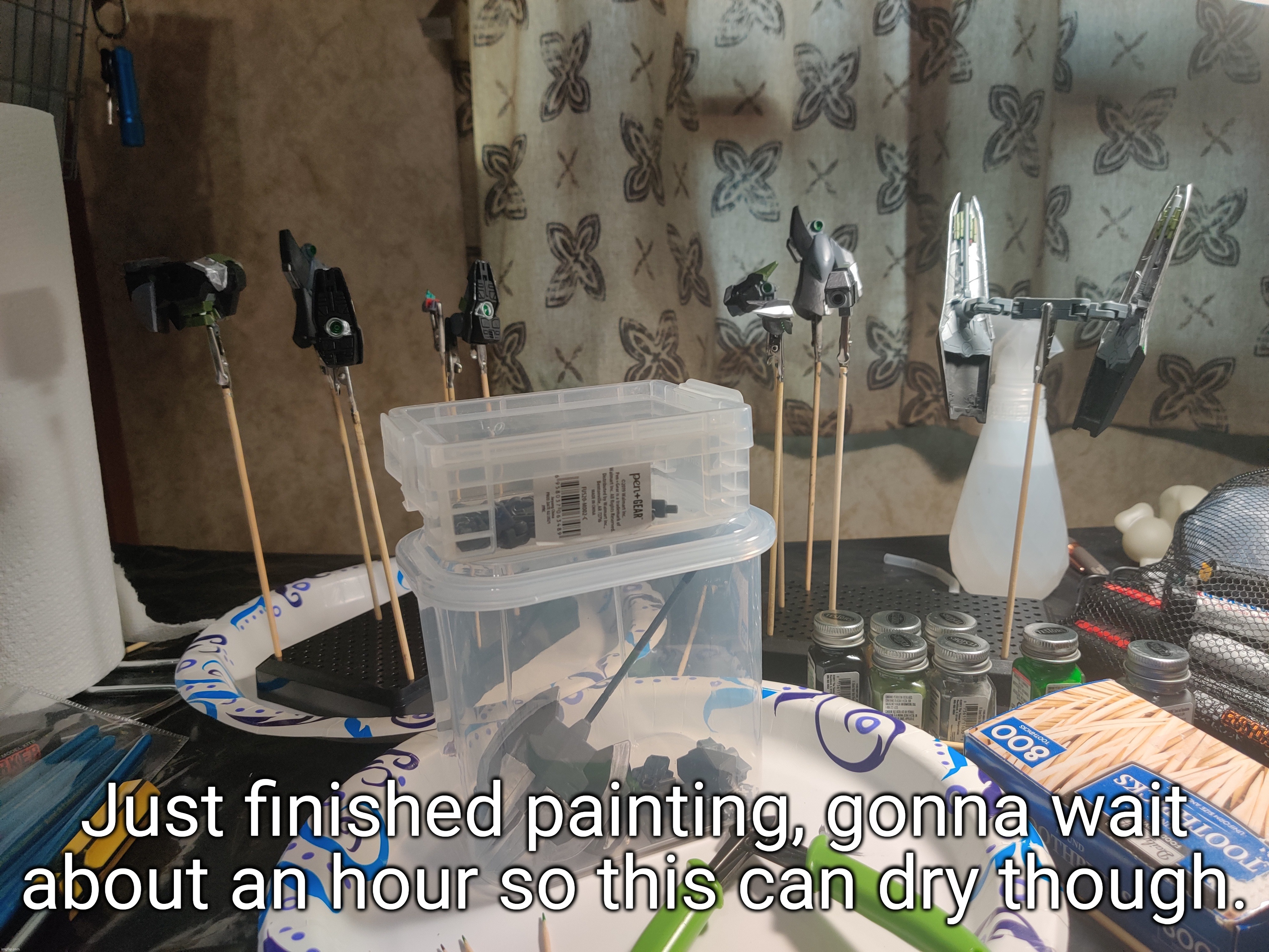 I wasn't really sure about the color-scheme so I'm not 100% sure how good this is gonna look | Just finished painting, gonna wait about an hour so this can dry though. | made w/ Imgflip meme maker