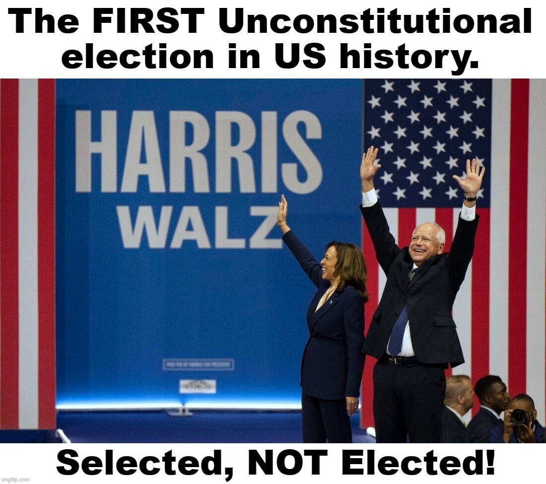 Harris-Walz: The FIRST Unconstitutional election in US history. | image tagged in government corruption,unconstitutional,harris walz 2024,liberal hypocrisy,sedition,treason | made w/ Imgflip meme maker