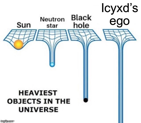 heaviest objects in the universe | Icyxd’s ego | image tagged in heaviest objects in the universe | made w/ Imgflip meme maker