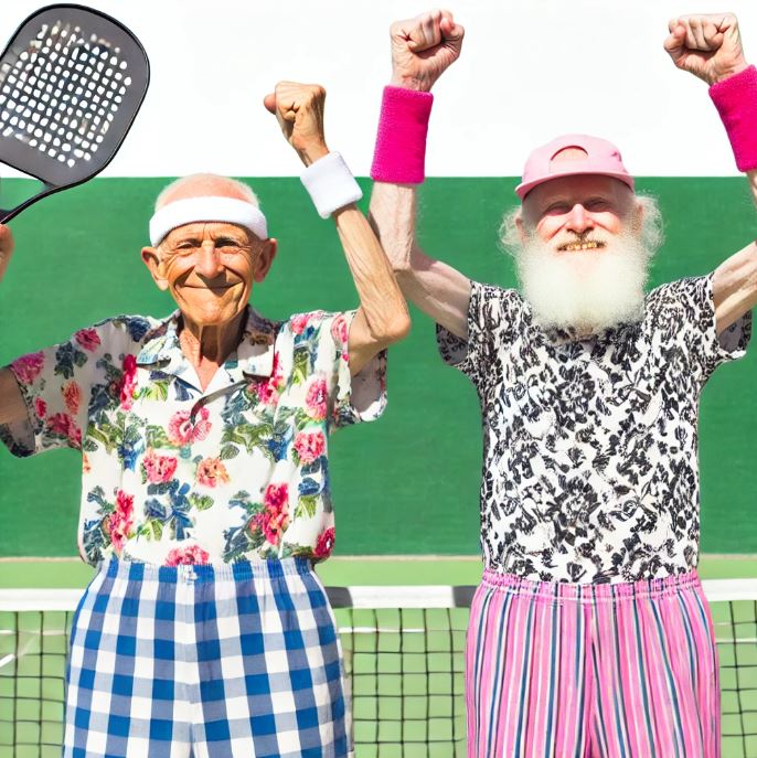 Pickleball Victory Old Guys Blank Meme Template