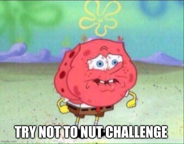 link in chats | TRY NOT TO NUT CHALLENGE | image tagged in spongebob trying not to cry | made w/ Imgflip meme maker