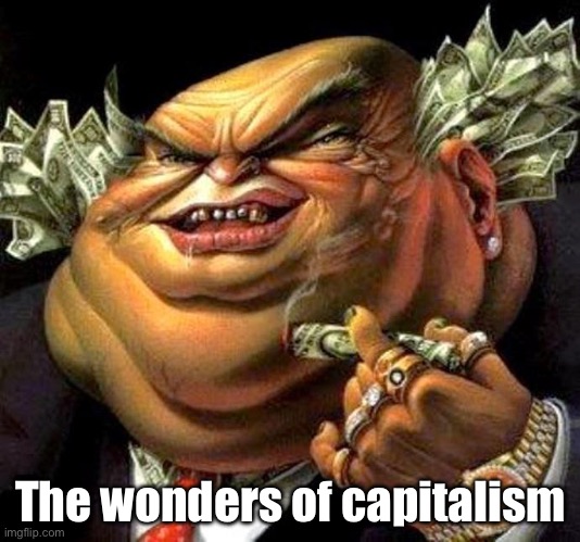 capitalist criminal pig | The wonders of capitalism | image tagged in capitalist criminal pig | made w/ Imgflip meme maker