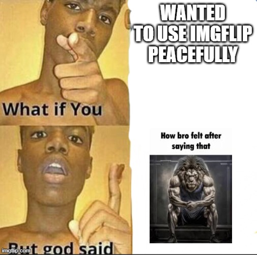 What if you-But god said | WANTED TO USE IMGFLIP PEACEFULLY | image tagged in what if you-but god said | made w/ Imgflip meme maker