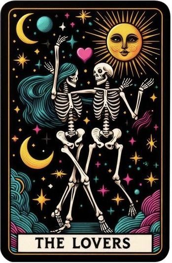 Tarot Skeleton | The Lovers Blank Meme Template