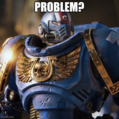 space marine morale | PROBLEM? | image tagged in space marine morale | made w/ Imgflip meme maker