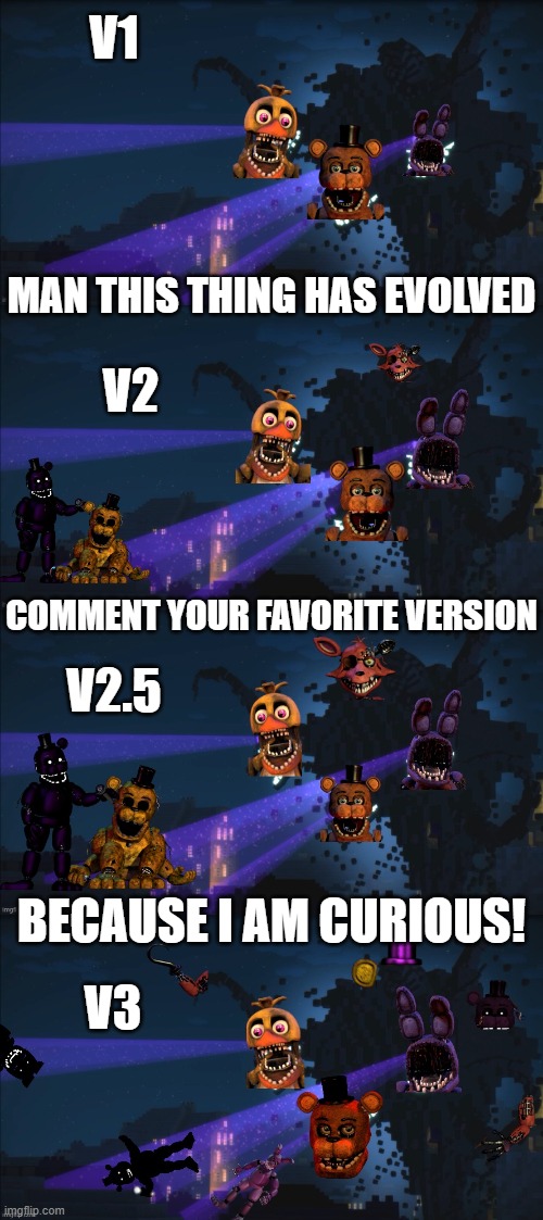 evolution of the withered storm | V1; MAN THIS THING HAS EVOLVED; V2; COMMENT YOUR FAVORITE VERSION; V2.5; BECAUSE I AM CURIOUS! V3 | image tagged in withered storm classic,withered storm,withered storm v3 | made w/ Imgflip meme maker