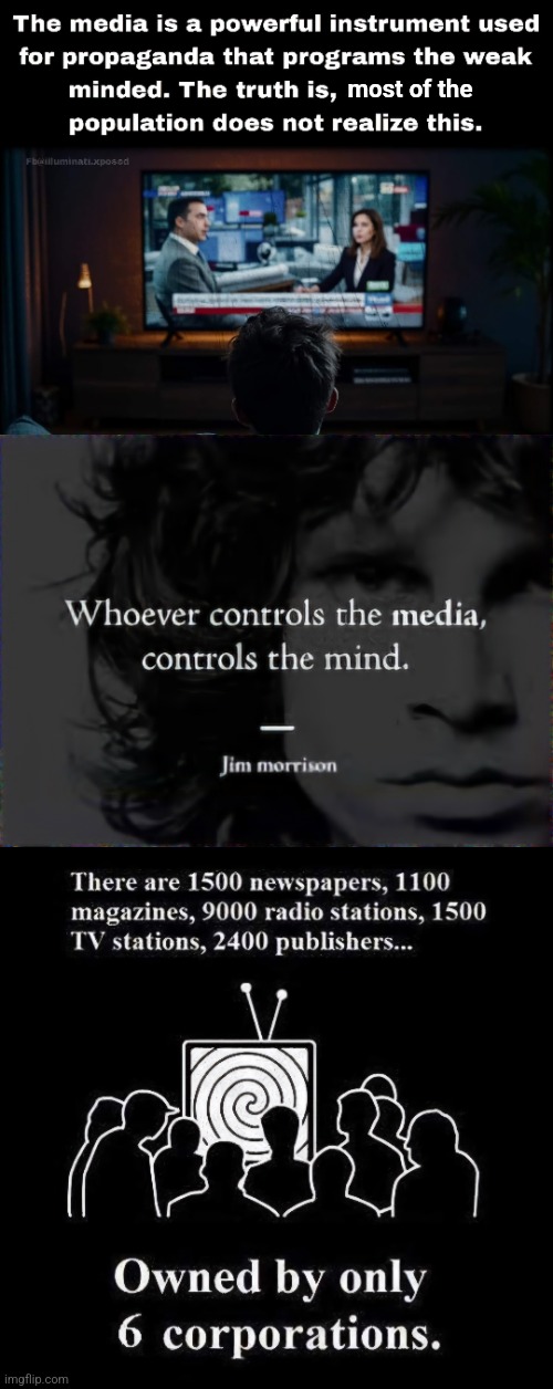 Do not watch the mainstream media | most of the | image tagged in mainstream media,lies,cia,ties,psychological,programming | made w/ Imgflip meme maker