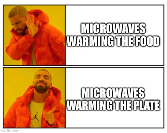 Average microwave | MICROWAVES WARMING THE FOOD; MICROWAVES WARMING THE PLATE | image tagged in no - yes | made w/ Imgflip meme maker