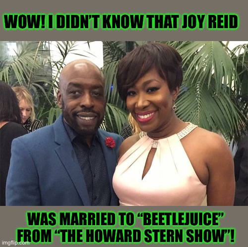 Joy Reid’s married to “Beetlejuice” | WOW! I DIDN’T KNOW THAT JOY REID; WAS MARRIED TO “BEETLEJUICE” FROM “THE HOWARD STERN SHOW”! | made w/ Imgflip meme maker