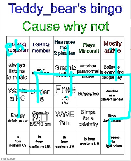 I usually start eeping from 1145-1215 | 2AM | image tagged in teddy bear s bingo | made w/ Imgflip meme maker