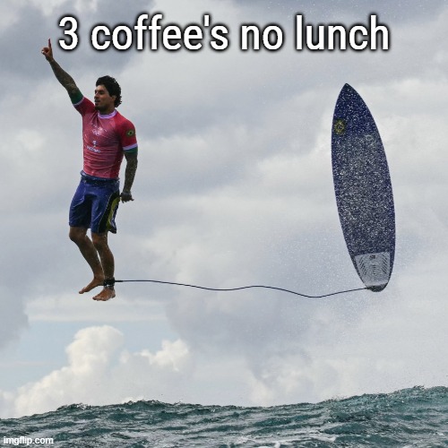 The Winner And The MVP | 3 coffee's no lunch | image tagged in the winner and the mvp | made w/ Imgflip meme maker