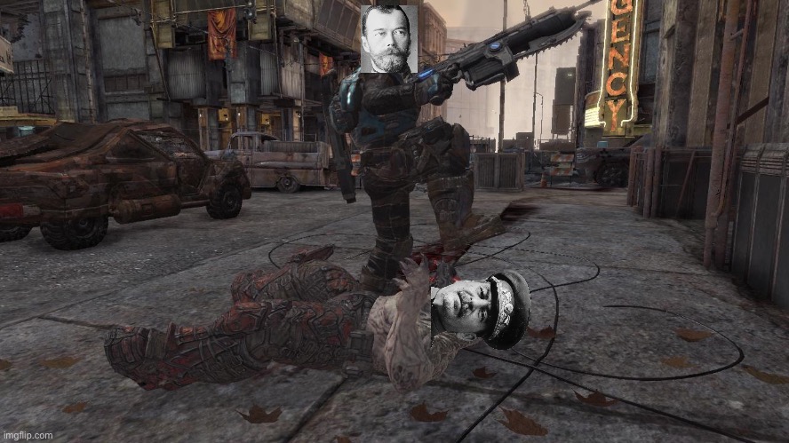 Tsar Nicholas II curbstomps Joseph Stalin | image tagged in gears of war curbstomp | made w/ Imgflip meme maker