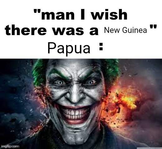 man I wish there was a | New Guinea; Papua | image tagged in man i wish there was a | made w/ Imgflip meme maker