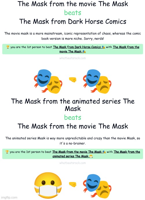 I guess it's safe to say in a Death Battle between all three versions of The Mask, the animated series Mask would win. | image tagged in the mask,death battle | made w/ Imgflip meme maker